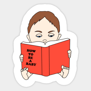 Baby reading a book Sticker